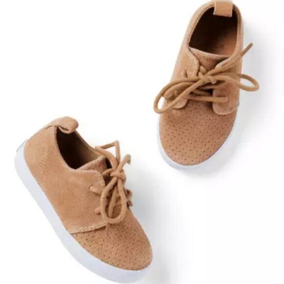 Janie and Jack 100048922 Boy Tan Suede Perforated Sneaker   NWT - Picture 1 of 9